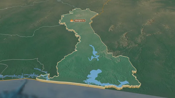 Ampliar Comoe Distrito Costa Marfil Extruido Perspectiva Oblicua Mapa Topográfico — Foto de Stock