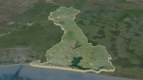 Ampliar Comoe Distrito Costa Marfil Extruido Perspectiva Oblicua Imágenes Satélite — Foto de Stock