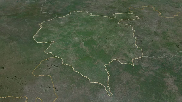 Zoom Denguele District Cote Ivoire Outlined Oblique Perspective Satellite Imagery — Stock Photo, Image