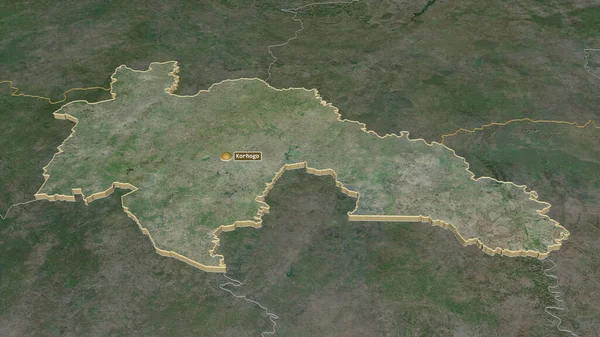 Zoom Savanes District Cote Ivoire Extruded Непристойная Перспектива Спутниковые Снимки — стоковое фото