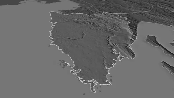 Ampliar Istarska Condado Croacia Esbozado Perspectiva Oblicua Mapa Elevación Bilevel — Foto de Stock