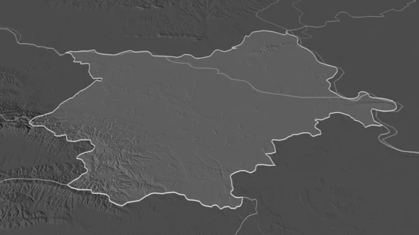 Увеличьте Osjecko Baranjska Уезд Хорватии Очерчены Непристойная Перспектива Карта Высоты — стоковое фото