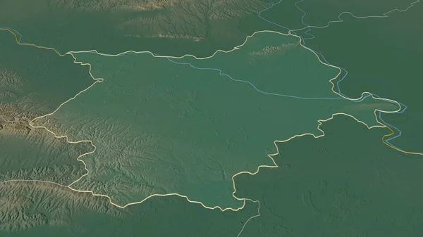 Enfoque Osjecko Baranjska Condado Croacia Esbozado Perspectiva Oblicua Mapa Topográfico —  Fotos de Stock