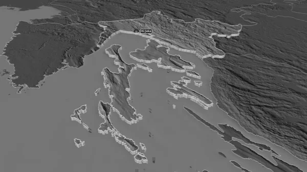 Збільшення Приморсько Горанській Округ Хорватії Експропріює Неймовірна Перспектива Мапа Висот — стокове фото