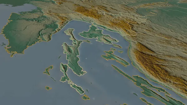 Ampliar Primorsko Goranska Condado Croacia Esbozado Perspectiva Oblicua Mapa Topográfico — Foto de Stock