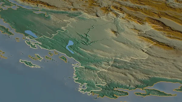 Ampliar Descripción Sibensko Kninska Condado Croacia Perspectiva Oblicua Mapa Topográfico — Foto de Stock