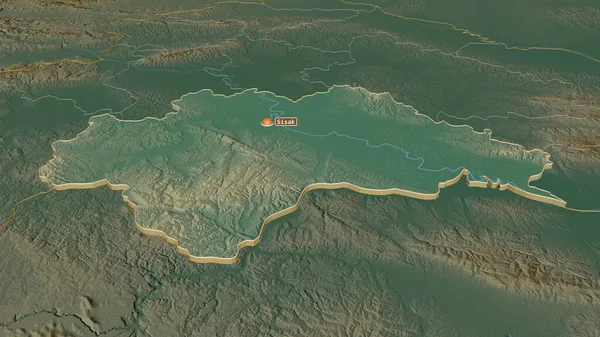 Zoom Sisacko Moslavacka Condado Croácia Extrudido Perspectiva Óbvia Mapa Topográfico — Fotografia de Stock