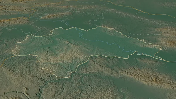 Zoom Auf Sisacko Moslavacka Kreis Kroatien Umrissen Schräge Perspektive Topographische — Stockfoto