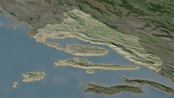 Zoom Splitsko Dalmatinska Município Croácia Extrudido Perspectiva Óbvia Imagens Satélite — Fotografia de Stock