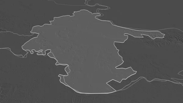 Zoom Vukovarsko Srijemska Condado Croácia Delineado Perspectiva Óbvia Bilevel Mapa — Fotografia de Stock