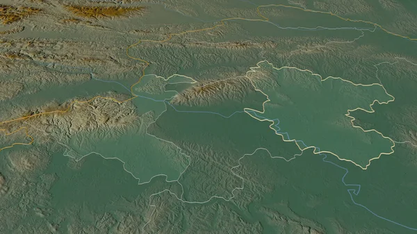 Zoom Auf Zagrebacka Kroatien Umrissen Schräge Perspektive Topographische Reliefkarte Mit — Stockfoto