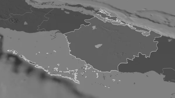 Zoom Auf Camaguey Provinz Kuba Umrissen Schräge Perspektive Karte Der — Stockfoto