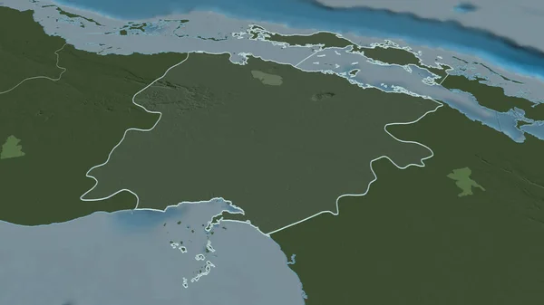 Zoom Ciego Ávila Provincia Cuba Esbozado Perspectiva Oblicua Mapa Coloreado —  Fotos de Stock