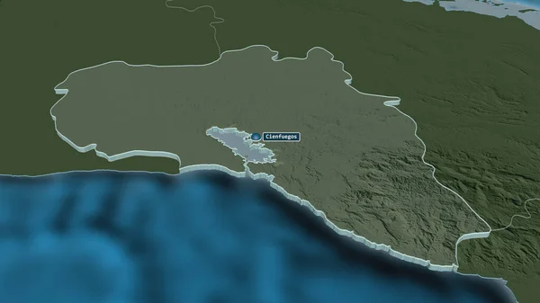 Ampliar Cienfuegos Provincia Cuba Extruido Perspectiva Oblicua Mapa Coloreado Tocado — Foto de Stock