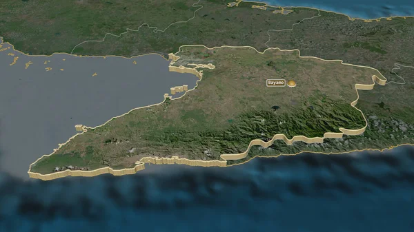 Zooma Granma Provinsen Kuba Extruderad Svagt Perspektiv Satellitbilder Rendering — Stockfoto