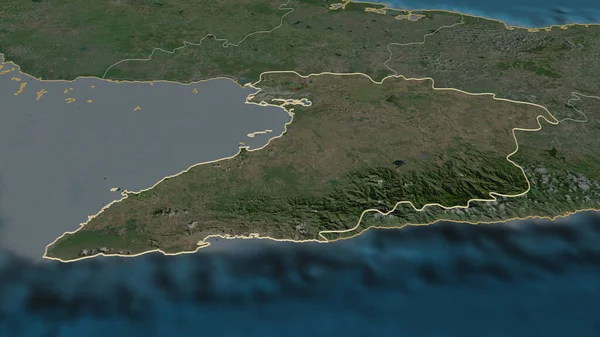 Zoom Sur Granma Province Cuba Esquissé Perspective Oblique Imagerie Satellite — Photo