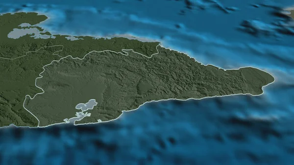 Ampliar Guantánamo Provincia Cuba Esbozado Perspectiva Oblicua Mapa Coloreado Tocado — Foto de Stock