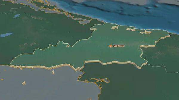 Zoom Las Tunas Província Cuba Extrudido Perspectiva Óbvia Mapa Topográfico — Fotografia de Stock