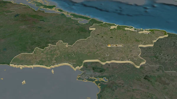 Zoom Las Tunas Província Cuba Extrudido Perspectiva Óbvia Imagens Satélite — Fotografia de Stock