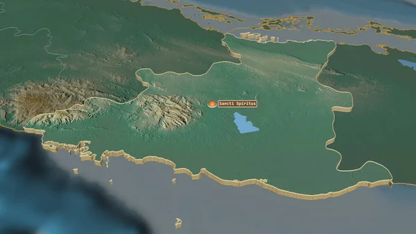 Zoom Sancti Spiritus Provincia Cuba Extruido Perspectiva Oblicua Mapa Topográfico — Foto de Stock