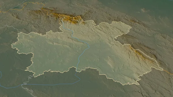 Ampliar Kralovehradecky Región República Checa Esbozado Perspectiva Oblicua Mapa Topográfico — Foto de Stock