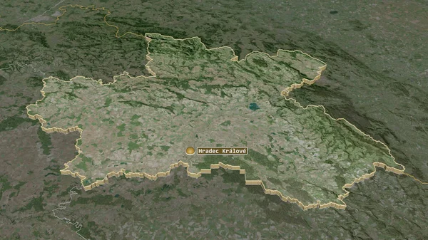 Zooma Kralovehradecky Regionen Tjeckien Extruderade Svagt Perspektiv Satellitbilder Rendering — Stockfoto