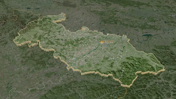 Ampliar Moravskoslezsky Región República Checa Extruido Perspectiva Oblicua Imágenes Satélite — Foto de Stock
