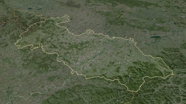 将重点放在Moravskoslezsky 捷克共和国地区 斜的角度 卫星图像 3D渲染 — 图库照片