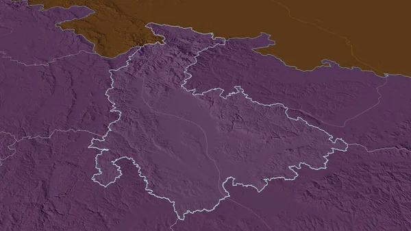 Ampliar Olomoucky Región República Checa Esbozado Perspectiva Oblicua Mapa Coloreado — Foto de Stock