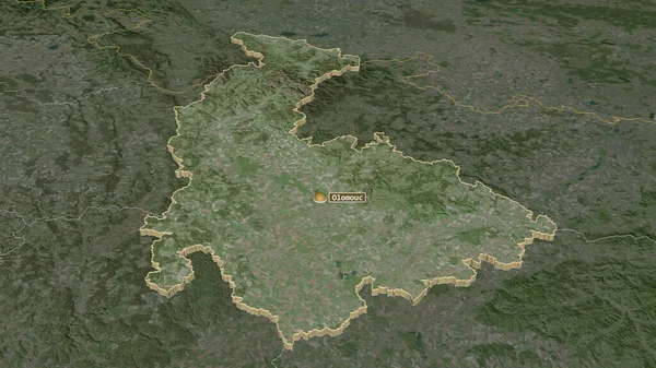 放大Olomoucky 捷克共和国地区 斜的角度 卫星图像 3D渲染 — 图库照片