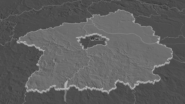 Ampliar Stredocesky Región República Checa Extruido Perspectiva Oblicua Mapa Elevación — Foto de Stock