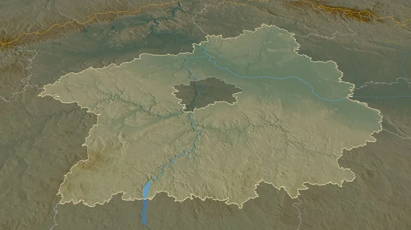Zoom Sur Stredocesky Région République Tchèque Perspective Oblique Carte Topographique — Photo