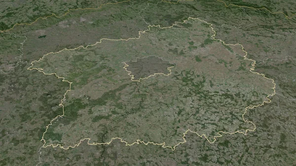 Zooma Stredocesky Regionen Tjeckien Beskrivs Svagt Perspektiv Satellitbilder Rendering — Stockfoto
