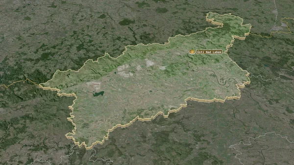 放大Ustecky 捷克共和国地区 斜的角度 卫星图像 3D渲染 — 图库照片