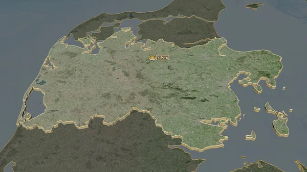 Midtjylland Danimarka Bölgesi Yakınlaştırın Belirsiz Bir Bakış Açısı Uydu Görüntüleri — Stok fotoğraf