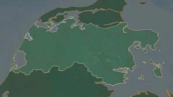 Powiększ Midtjylland Region Danii Perspektywa Ukośna Mapa Pomocy Topograficznej Wodami — Zdjęcie stockowe