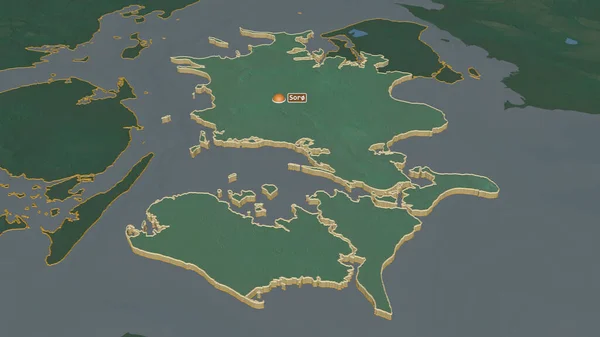 Zoom Sur Sjlland Région Danemark Extrudé Perspective Oblique Carte Topographique — Photo