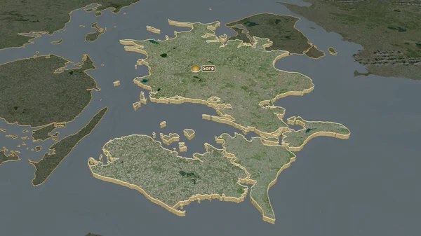 Zoom Sur Sjlland Région Danemark Extrudé Perspective Oblique Imagerie Satellite — Photo