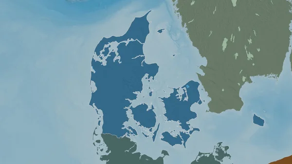 덴마크 지역의 대표적 모델이다 색깔이 울퉁불퉁 구역의 지도는 지표수로 있었습니다 — 스톡 사진