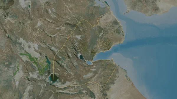 Cibuti Bölgesinin Ana Hatları Uydu Görüntüleri Görüntüleme — Stok fotoğraf