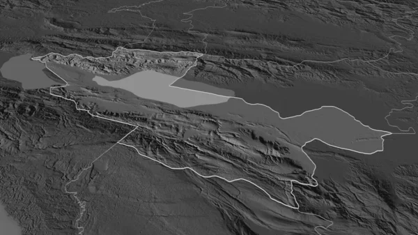 Zoom Independencia Province Dominican Republic Outlined Oblique Perspective Bilevel Elevation — Stock Photo, Image