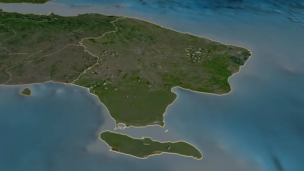 Zoom Auf Altagracia Provinz Dominikanische Republik Umrissen Schräge Perspektive Satellitenbilder — Stockfoto