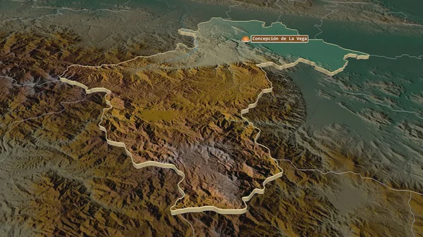 Ampliar Vega Provincia República Dominicana Extruido Perspectiva Oblicua Mapa Topográfico — Foto de Stock