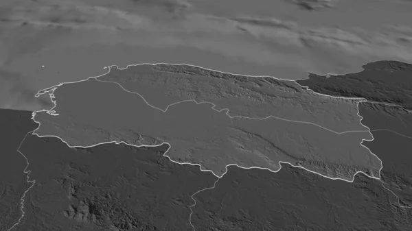 Zoom Auf Monte Cristi Provinz Dominikanische Republik Umrissen Schräge Perspektive — Stockfoto