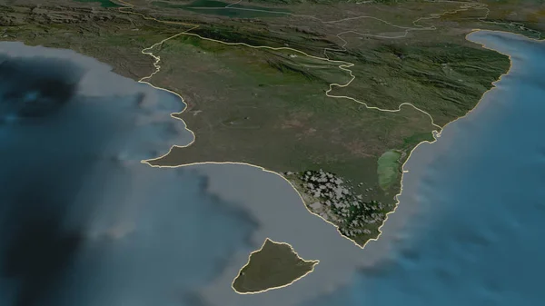 Zoom Auf Pedernales Provinz Dominikanische Republik Umrissen Schräge Perspektive Satellitenbilder — Stockfoto
