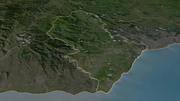 Inzoomen San Cristobal Provincie Dominicaanse Republiek Geschetst Obliek Perspectief Satellietbeelden — Stockfoto