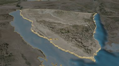Janub Sina 'ya (Mısır Valisi) yakınlaştır. Belirsiz bir bakış açısı. Uydu görüntüleri. 3B görüntüleme