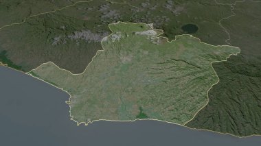 Sonsonata (El Salvador Departmanı) yakınlaştır. Belirsiz bir bakış açısı. Uydu görüntüleri. 3B görüntüleme