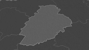 Jarva 'ya (Estonya eyaleti) yakınlaştırın. Belirsiz bir bakış açısı. Yüzey sularıyla çift seviyeli yükseklik haritası. 3B görüntüleme