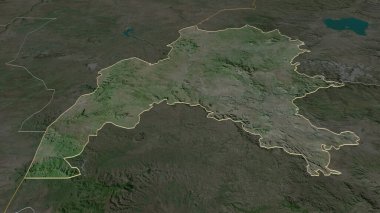 Benshangul-Gumaz 'a (Etiyopya eyaleti) yakınlaştır. Belirsiz bir bakış açısı. Uydu görüntüleri. 3B görüntüleme